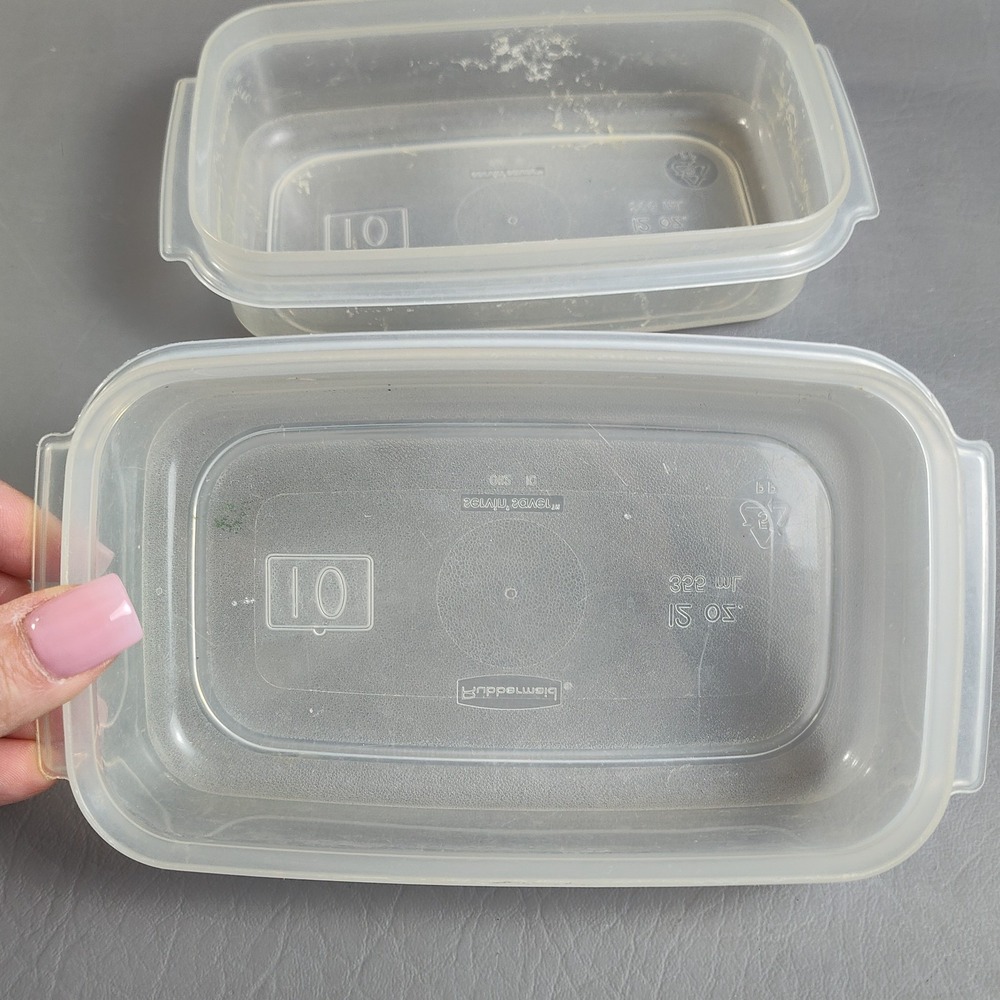 Rubbermaid Servin Saver Lot Of 3- (2) #10 12 Oz & #10 17 Cup Almond Rectangle - Picture 13 of 16